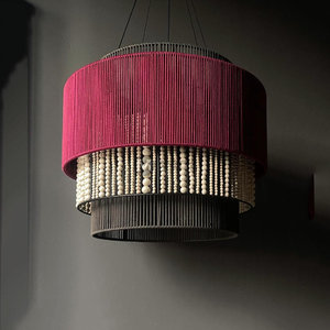 Lámpara colgante moderna hecha a mano con cuentas de madera, redonda, E27 LED Smd3030, para sala de estar, comedor, cafetería - Product Image 1