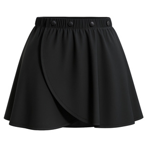 High Waist Yoga Hip Covering <b>Skirt</b> Snap Button <b>Elastic</b> Breathable Fitness Cycling Shorts Simple Style With Label Tags - Product Image 2