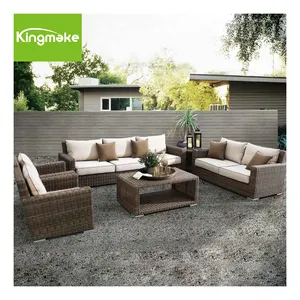 Allwetter Patio Möbel Sets Wicker Weave Sofa Aluminium Gartens ofas Rattan Wasserdichtes Set Möbel Schnitts ofa im Freien