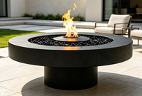 Brasero extérieur autoportant moderne en acier multi-combustibles (bois/gaz/alcool) de 600 mm pour appartements avec garantie de 5 ans