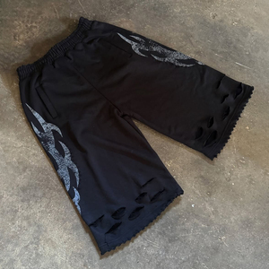 <span class=keywords><strong>Pantalones</strong></span> <span class=keywords><strong>Cortos</strong></span> Deportivos Personalizados para Hombre, Estilo Urbano, Estampados, Lavados con Ácido, Felpa Francesa, 100% Algodón, Desgastados y <span class=keywords><strong>Rotos</strong></span> - Product Image 2