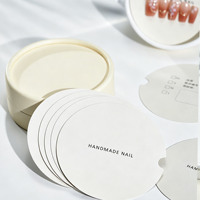 Boîte à ongles ronde en papier, forme circulaire de luxe, blanc crème, emballage artisanal pour ongles, vente en gros de bijoux