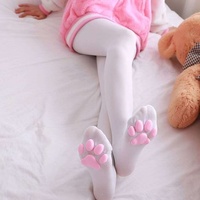 Nouvelles chaussettes mi-mollet tricotées antidérapantes 3D à imprimé numérique motif patte de chat mignon Lolita, absorbantes et confortables, toutes saisons