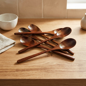 Cucharas de Madera de Diseño Clásico, Ecológicas, de Mango Corto, Duraderas, con Acabado Espejo para Bodas - Product Image 1