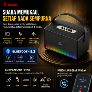 ลำโพงคาราโอเกะไร้สาย XDOBO <span class=keywords><strong>Mirage</strong></span> Max 300W BT 5.3  วัสดุไม้ พร้อมไมโครโฟน 2 ตัว ลำโพงพกพา ไฟ RGB  รองรับ AUX TF  สำหรับกีตาร์  ใช้งานได้บนเวที - Product Image 2