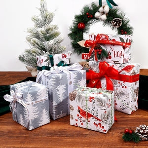 Alta calidad al por mayor 80g Navidad el árbol a cuadros papel tisú 43*300cm regalo lujo embalaje personalizado rollo de papel de regalo - Product Image 2