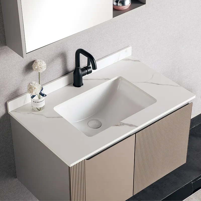 Chất lượng tốt ánh sáng màu nâu đồ nội thất nhà vệ sinh hiện đại Vanity tầng thường vụ rửa lưu vực Tủ Set cho Master phòng tắm