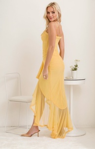 2025 romantico <span class=keywords><strong>abito</strong></span> da sera in <span class=keywords><strong>Organza</strong></span> giallo di lusso Slim-Fit <span class=keywords><strong>abito</strong></span> da ballo scollo a V stile impero <span class=keywords><strong>abito</strong></span> da festa <span class=keywords><strong>lungo</strong></span> per gli invitati al matrimonio - Product Image 2