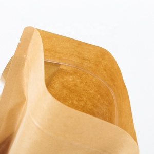 Bolsa de Papel Kraft con Cierre Ziplock, sin Impresión, de Fondo Cuadrado Plano, con Refuerzo Lateral y Ventana, Marca Bosheng - Product Image 6