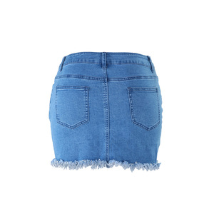 Falda vaquera corta para mujer, de talla grande, Color liso, azul, 2022 - Product Image 5