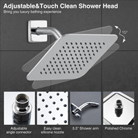 Ensemble de robinets mélangeurs uniques Aquacubic pour salle de bain, à montage mural, avec douchette pluie 8 pouces, eau froide et chaude