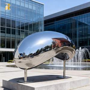 RELONG Célèbre <span class=keywords><strong>sculpture</strong></span> de porte nuage en acier inoxydable polie miroir personnalisée pour la décoration de places publiques - Product Image 1