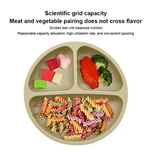 ชุดจานชามเด็กแบบกำหนดเองจากโรงงาน ชุดจานแบ่งส่วนสำหรับเด็กวัยหัดเดิน ชุดอาหารปลอดสาร BPA ชามซิลิโคนพร้อมฐานดูด ผ้ากันเปื้อนสำหรับเด็ก - Product Image 3