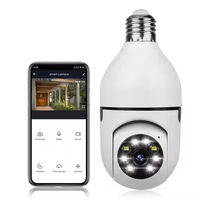 Lámpara panorámica Cámara Luz Inalámbrica E27 Bombilla Cámara Rotación de 360 grados Visión nocturna Cctv Wifi