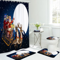 Ensemble de rideaux de douche vintage Père Noël imprimés en 3D, imperméables, avec tapis – Vente en gros usine