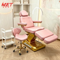 Lit de massage chauffant de luxe pour salon de beauté, extra large, base en acier inoxydable doré, lit de beauté électrique pour spa, table de massage