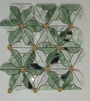 2024 nouveauté luxe décoration de la maison vert et beige mélange carreaux de verre mosaïque pour cuisine salle de bain
