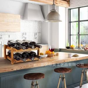 Wooden Wine Rack Double Layer Desktop Storage For Living Room <b>Bar</b> Counter Durable Organize Multi Layer Display <b>Shelf</b> - Product Image 1