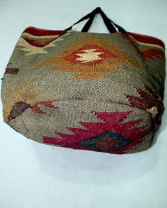 100% Handmade Tote Bag Women Cotton Jute with Leather <b>Strap</b> Vintage Style Open Closure Clutch <b>Shoulder</b> Bag for Wholesale Price - Product Image 5