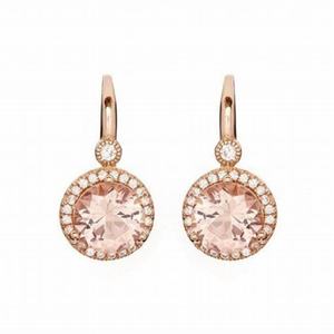 Anillo de Compromiso de Plata de Ley 925 con Halo de Diamantes CZ y Morganita de Corte Ovalado en Oro Rosa - Product Image 3