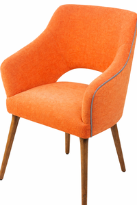 Fauteuil rembourré Jecelyn, chaise de salle à manger moderne en tissu avec pieds en bois massif pour restaurant, café, hôtel - Product Image 3
