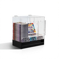 Distributeur de cartes TCG en acrylique transparent noir personnalisé à 3 canaux avec couvercle supérieur ouvrant pour jeux de table, écologique