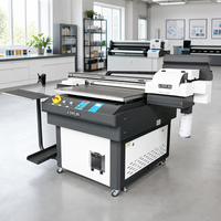 Printer UV Flatbed Otomatis 90*60cm Tiga Kepala XP600 untuk Papan Reklame PVC Foamboard KT Board Panel Aluminium Baja