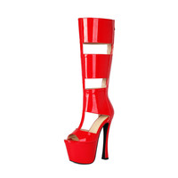 Nouvelles bottes montantes style 1420, chaussures de danse en acier tubulaire à grille, chaussures de danse à talons hauts pour femmes