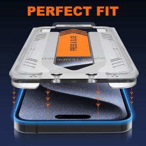 Kit de protection d'écran en verre trempé transparent de qualité AAA HD pour <span class=keywords><strong>iPhone</strong></span> <span class=keywords><strong>13</strong></span> 14 15 <span class=keywords><strong>Pro</strong></span> <span class=keywords><strong>Max</strong></span>, étui facile à installer et anti-casse, design convivial - Product Image 5