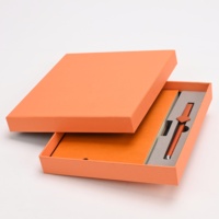 Ensemble cadeau de carnet personnalisé orange avec stylo |   Journal d'affaires en cuir PU dans un coffret de luxe pour cadeaux promotionnels, souvenir d'entreprise