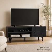 Meuble TV européen moderne avec étagère de rangement, taille et couleur personnalisables, mobilier de salon contemporain, meuble TV en bois noir