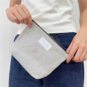 Bolsa de Maquillaje Cosmética de Lujo Ecológica, Tejida, Cuadros, de Lona Gruesa con Cierre, Estilo Personalizado para Viaje - Product Image 2
