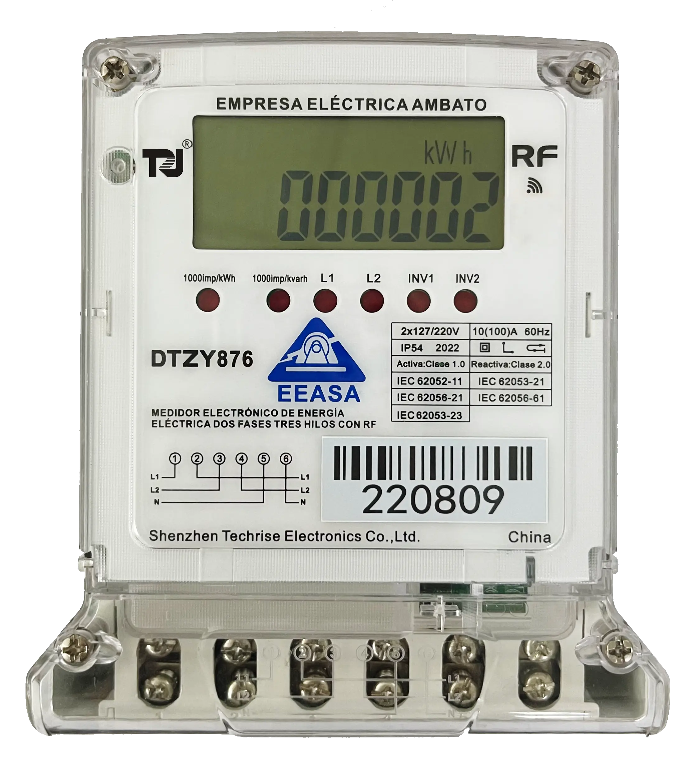 Ekvador AMBATO Medidor Bifasico güç ölçer iki fazlı elektronik statik akıllı metre RF enerji ölçer okuma yazılımı APP