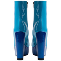 Bottines tendance en cuir verni à talon compensé et plateforme épaisse avec fermeture éclair latérale – Chaussures de soirée et de scène à talons hauts pour femme