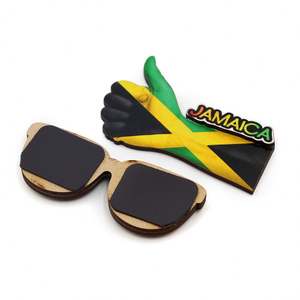 Imán de nevera de MDF con lámina epoxi de alta calidad, diseño personalizado de Jamaica, imán de nevera de madera con resina 3D - Product Image 1