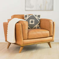 Fauteuil lounge en cuir cognac américain moderne et raffiné, fauteuil personnalisable avec ottoman, ensemble de luxe en cuir pleine fleur
