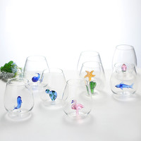 Tasse à eau en verre 3D élégante en forme d'animal, gobelet à jus ovale de qualité supérieure, verre transparent monocouche sans BPA
