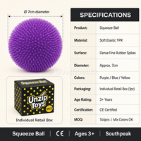 Giocattolo antistress Southpeak Vaseline Spiky Ball, non rimbalzante, 7 cm, 3 colori, certificato CE EN71, confezione retail, OEM WS
