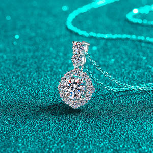 Fashion Round Full Diamond Moissanite <b>Pendant</b> S925 <b>Sterling</b> <b>Silver</b> <b>Necklace</b> Female - Product Image 4