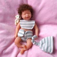 15 cm Vollsilikon Reborn-Babypuppe Realistische Weiche Dehnbare Neugeborenen-Puppe Mini-Taschenpuppe für Kinder Urlaubsgeschenk