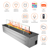 Cheminées électriques intelligentes 3D modernes à LED, insert de foyer à vapeur d'eau, flamme néon, télécommande métallique, décoration pour hôtel
