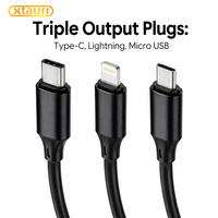 Kabel Pengisian Cepat XTAURI 3A untuk Tablet Kindle Fire & E-Reader - Kabel Adaptor USB-A/USB-C/Micro-USB Berbahan Nilon Kepang 6 Kaki