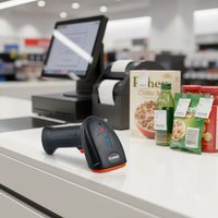 Lector de Códigos QR 2D CMOS Inalámbrico TA con Bluetooth, Escáner de Códigos de Barras con Interfaz USB y Base para Uso en Tiendas, en Stock
