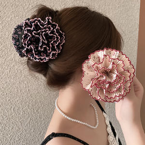 Pinzas de Pelo Grandes con Flores Plisadas Estilo Hawaiano para Niñas, Venta al Por Mayor - Product Image 1
