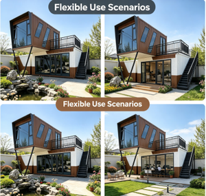 Villa Préfabriquée de Luxe Modulaire sur Mesure à Deux Étages avec Balcon Extérieur, Jardin Rocailleux, Maison Conteneur Écoénergétique, Garantie 5 Ans - Product Image 6