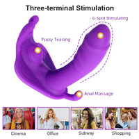 2 en 1 APP Control Butterfly Wearable Vibrator Culotte vibrante sans fil à distance pour les femmes Massage clitoridien Sex Toys érotiques