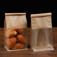 Sacs d'emballage en papier kraft sur mesure en gros, bord roulé en fil métallique, sac à pain grillé, sac alimentaire, sac à pâtisserie, bord roulé en fil métallique, sac à pain grillé, sac à pâtisserie