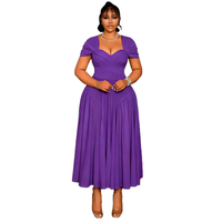 Robe mi-longue plissée à col rond pour femme avec encolure en cœur et robe de soirée/danse coupe trapèze, logo personnalisé, grande taille