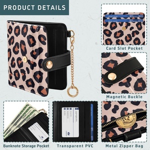 New Design Aloha Hawaii Custom Pink Leopard Print Small Pu Leather Cute <b>RFID</b> <b>Blocking</b> <b>Wallet</b> Card Holder Purse for Lady - Product Image 5