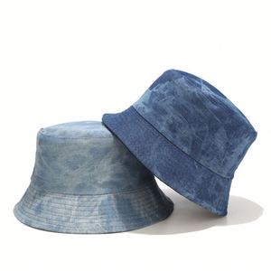 Outdoor <b>Reversible</b> Fisherman <b>Bucket</b> <b>Hat</b> 3D Embroidery Vintage Washed Denim Cycling Unisex Fishing Travel Casual - Product Image 1